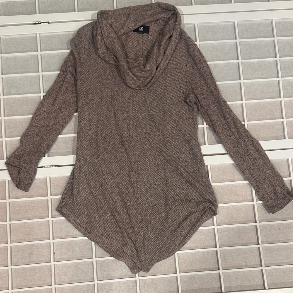 Iz Byer Brown Cowl Neck Sweater